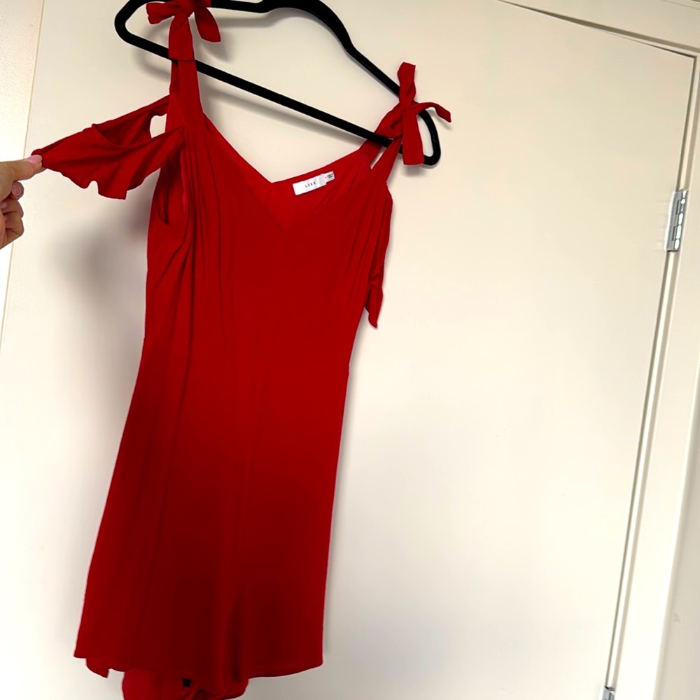 Red Shorts Romper with keyhole back